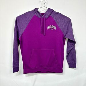 Under Amour Adult Size Large Rival Loose Logo Color Block Purple Pullover Hoodie